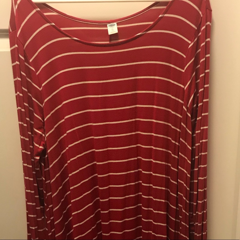 Pink and white stripped kind sleeve dress